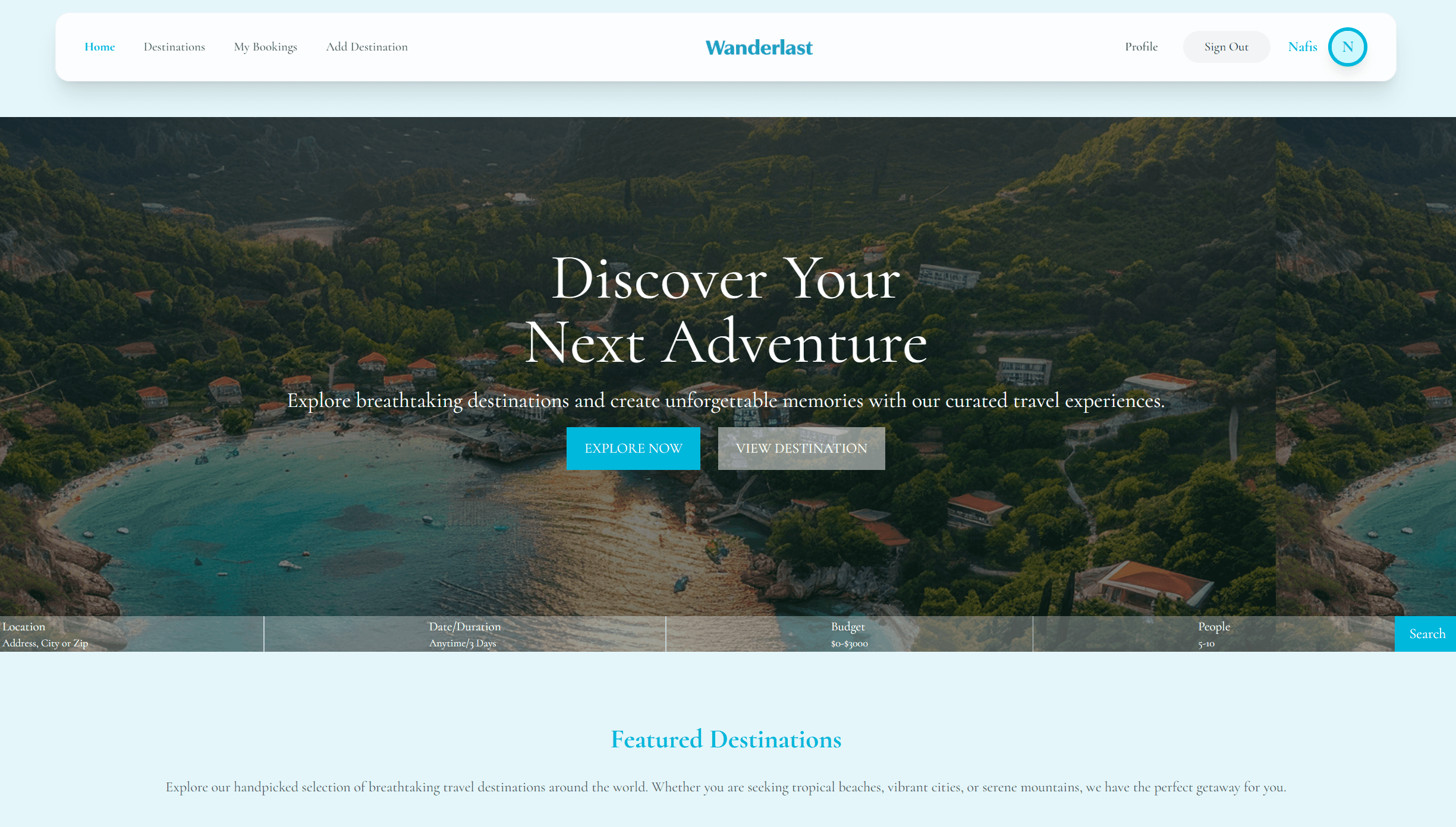 WanderLust Interface Preview
