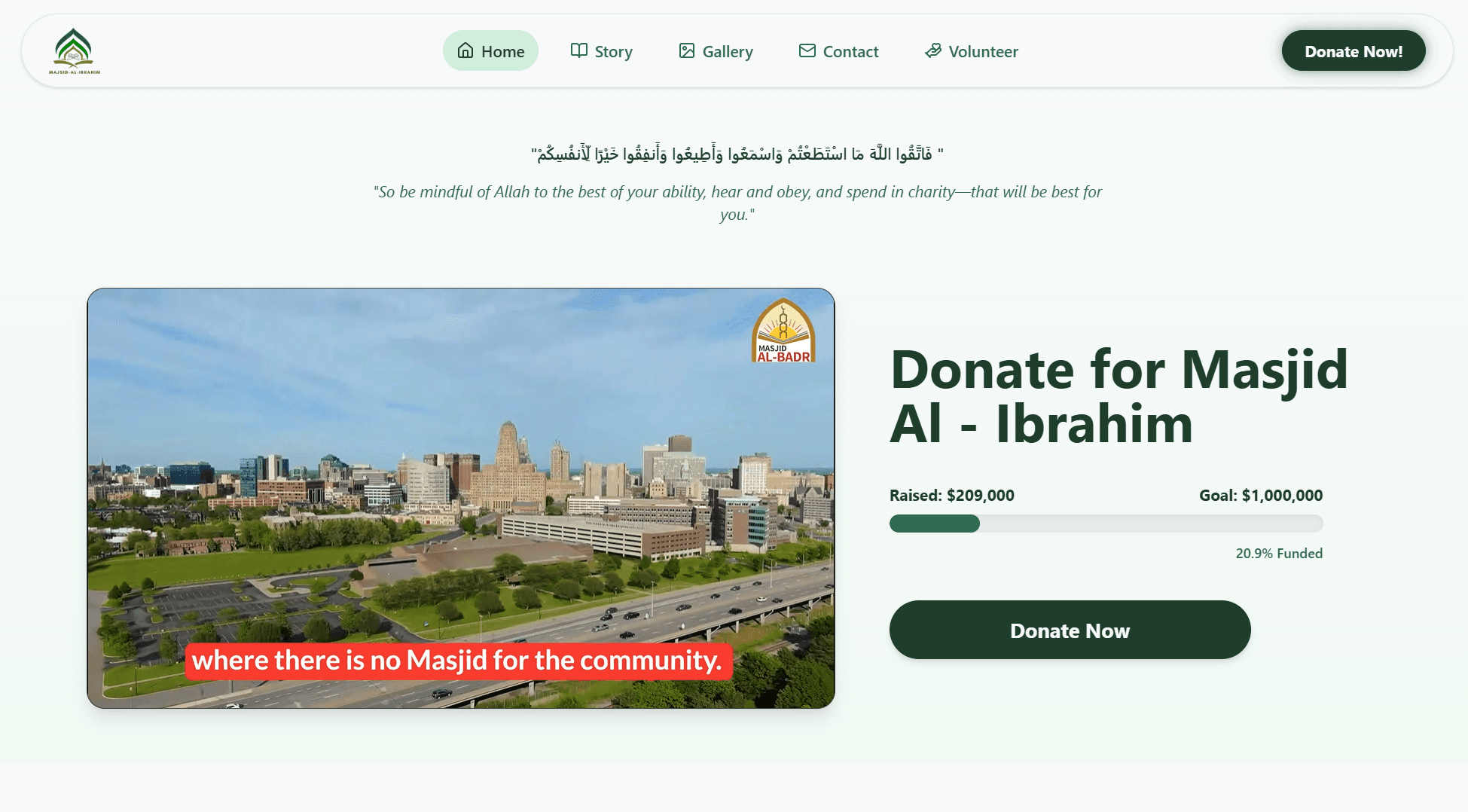 Masjid-AL-Ibrahim - Fundraising Website & CMS